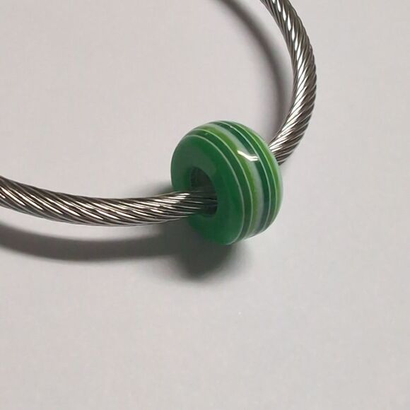 Green‎ Striped Charm for Pandora Style Bracelet - Picture 4 of 5